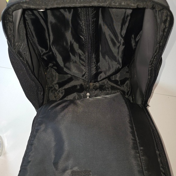 Y2K Nike Rolling Backpack Black Neon Yellow Swoosh Wheeled School Travel Bag - Picture 8 of 12